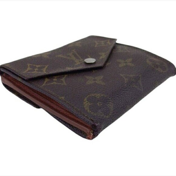 LOUIS VUITTON W Hook Wallet Monogram PVC x Leather-Authentic USED - Picture 5 of 9